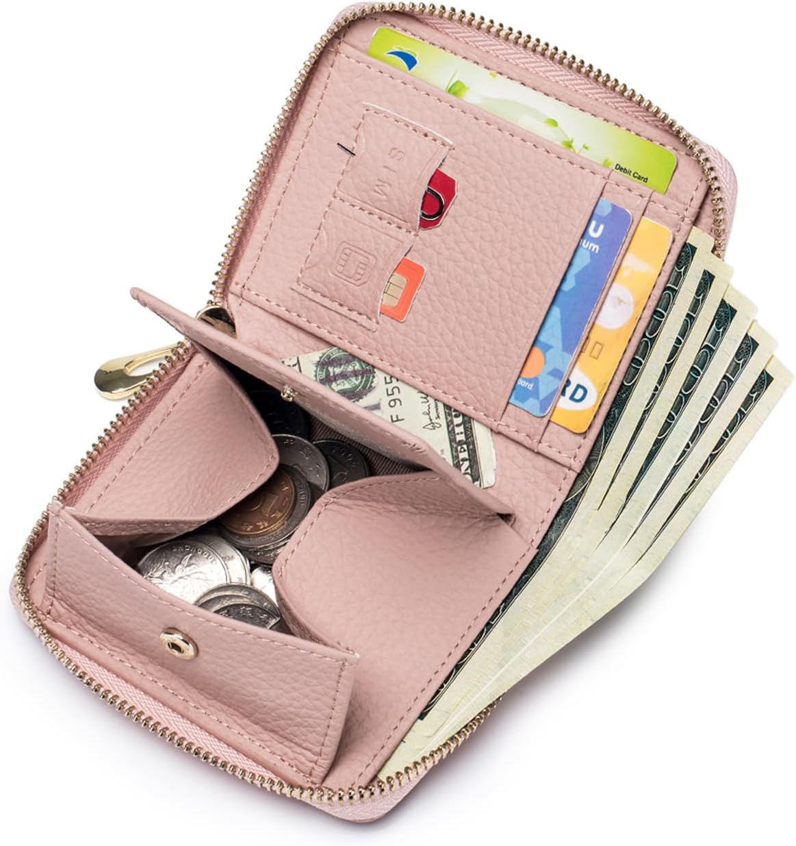RFID Blocking Small Wallet for Women, Cute and Zip Around