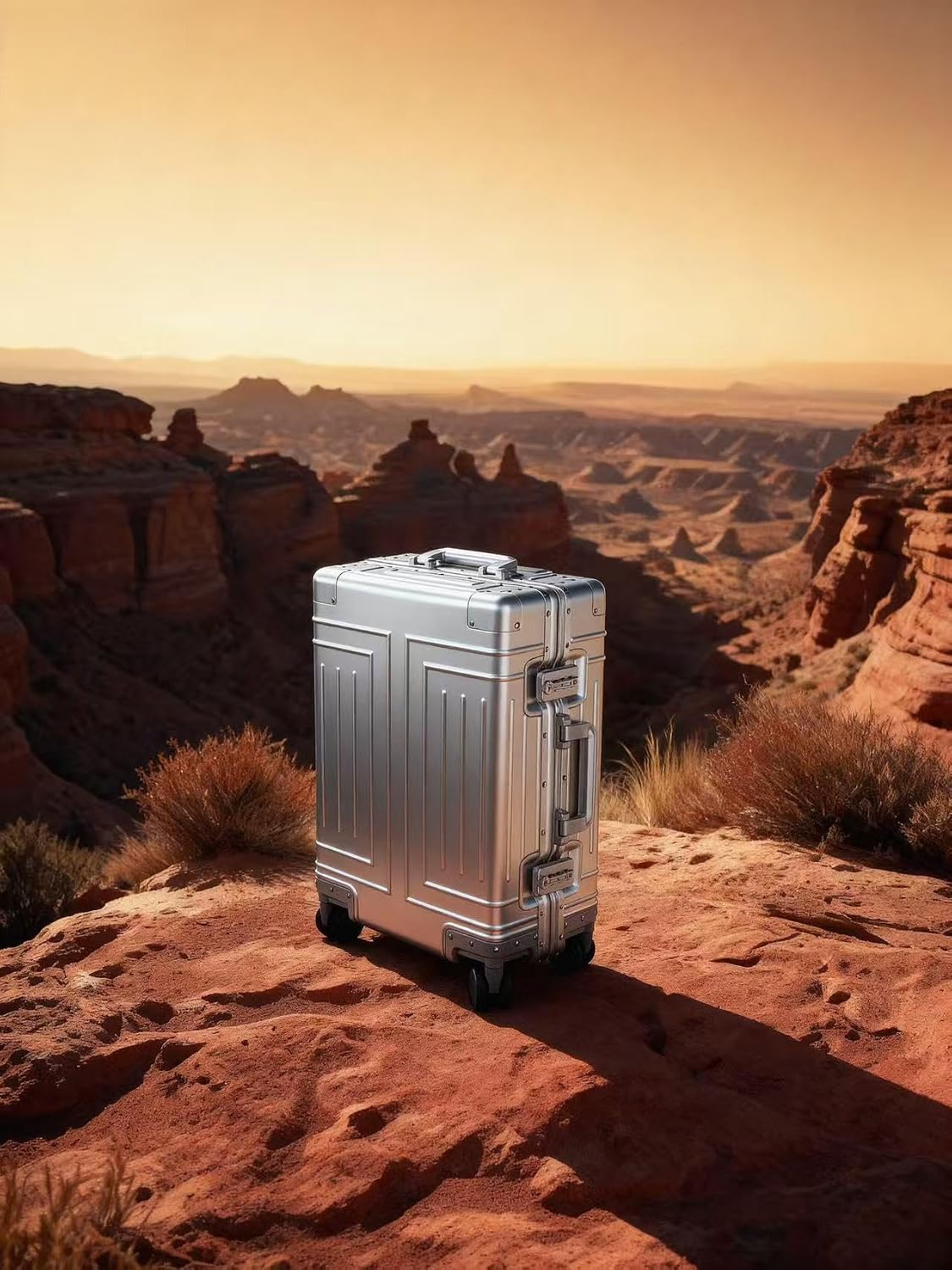 All Aluminum 20'' Luggage with Removable Spinner Wheels,Provide Spare Wheels.Carry on Luggage 22 x 14 x 9 Airline Approved Lightweight Metal Hard Shell Zipperless Suitcase