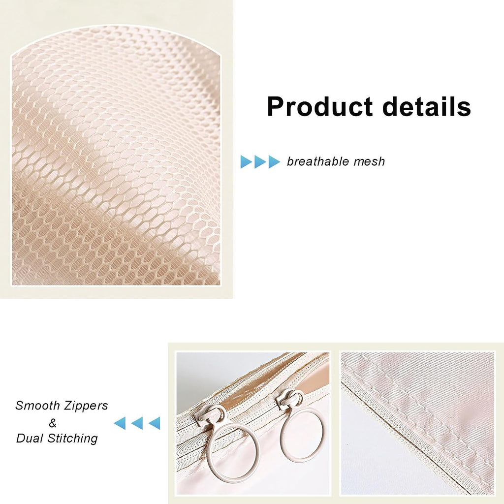 Mesh Makeup Bag Organizer, Large Capacity Travel Make up Pouch Cosmetic Bag for Women, Skincare Pouch, Portable Travel Toiletry Bag Daily Essential Storage Bag for Girls, Medium