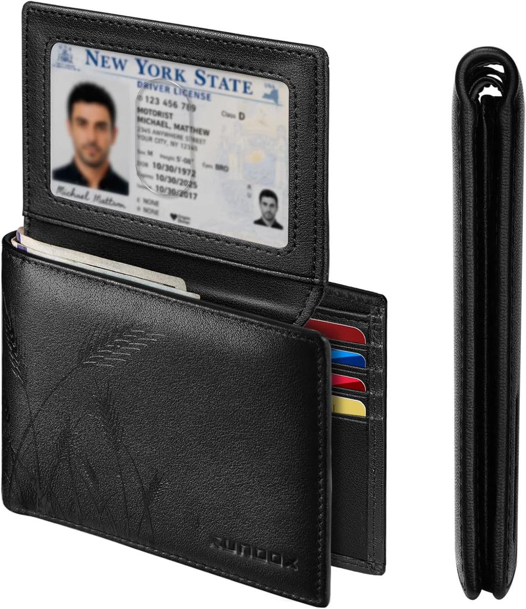 RUNBOX Wallet for Men Leather RFID Blocking Bifold Front Pocket Wallet