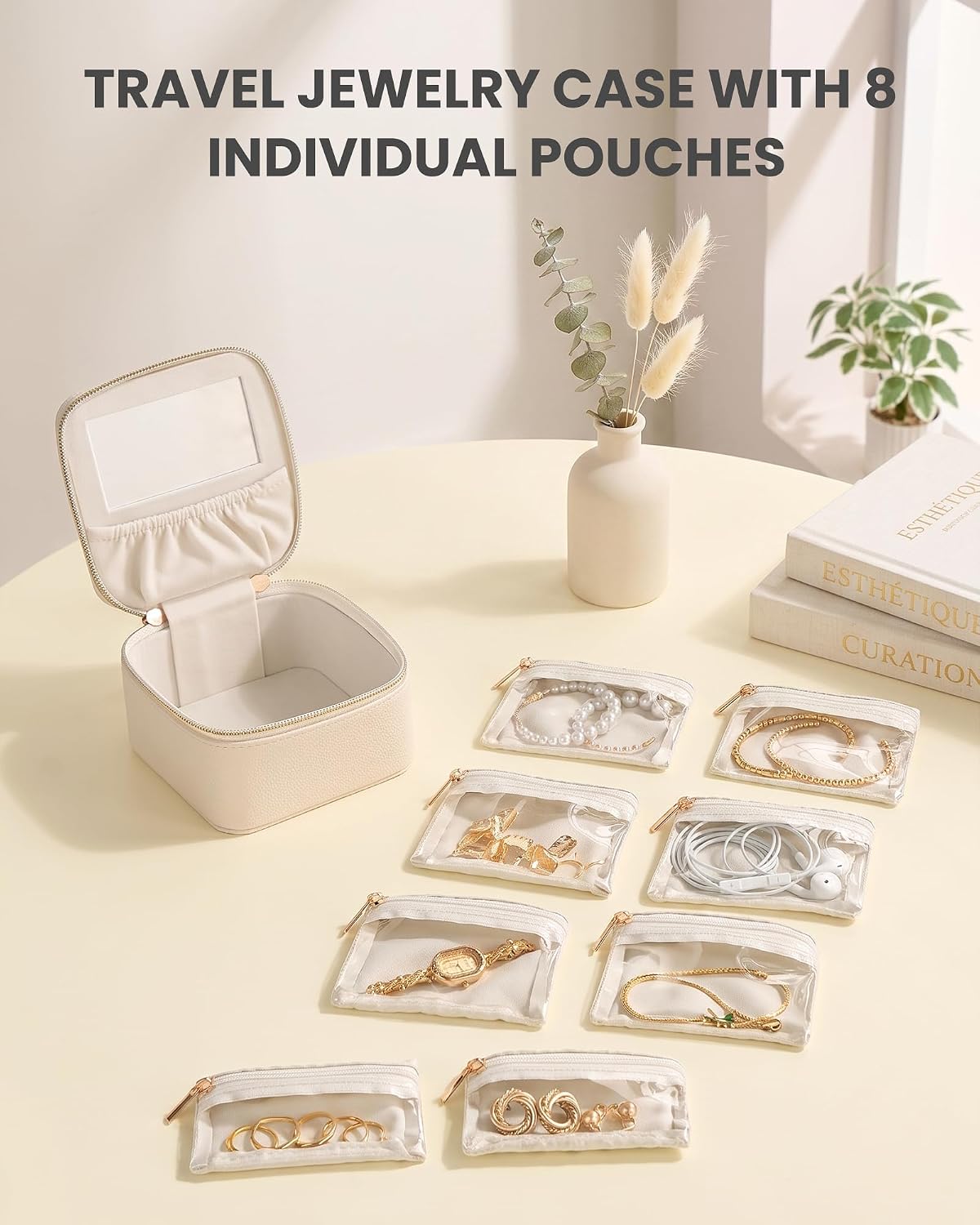 Lolalet 8 Pcs Jewelry Storage Bags for Traveling, Clear Zippered Jewelry Pouch for Women, Portable Velvet Pouches for Earrings, Rings, Necklaces & Bracelets, Individual Organizer Bags for Girls Women