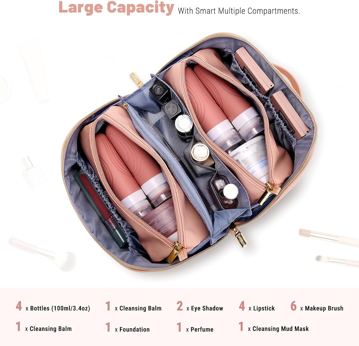 BOYATU Makeup Bag Gift for Women: 3-in-1 Travel Personalized Cosmetic Bag