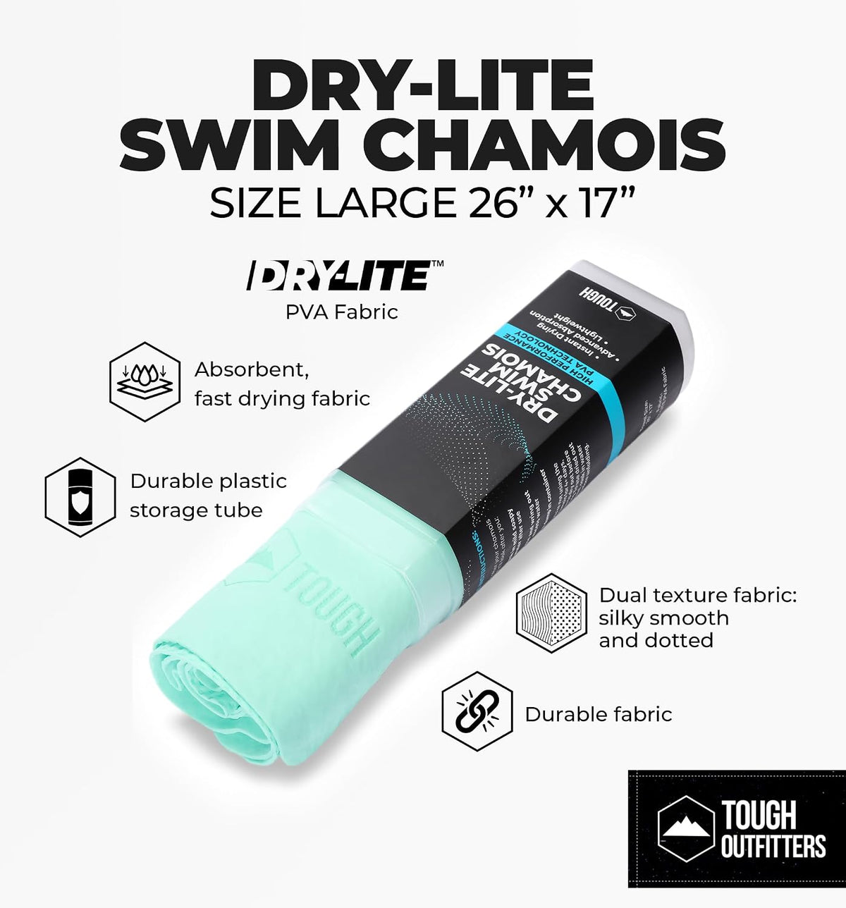 Tough Outfitters Quick Dry Towel - Travel Towel Fast Drying Lightweight - Compact Microfiber Towels for Body Camping Swim Beach Camp Backpacking - Quick Dry for Swimmers