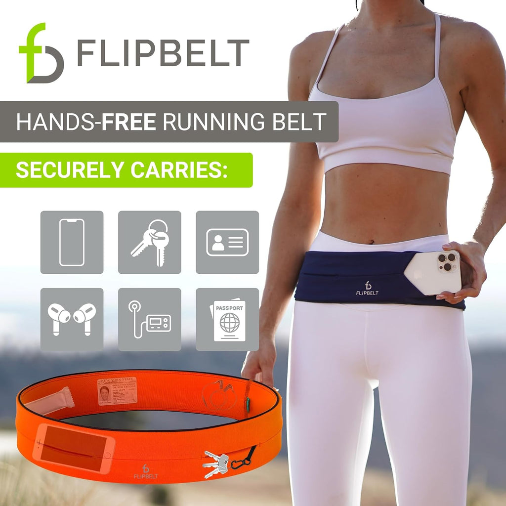FlipBelt Classic Running Belt, Phone Holder for Running, Money Belt Pouch