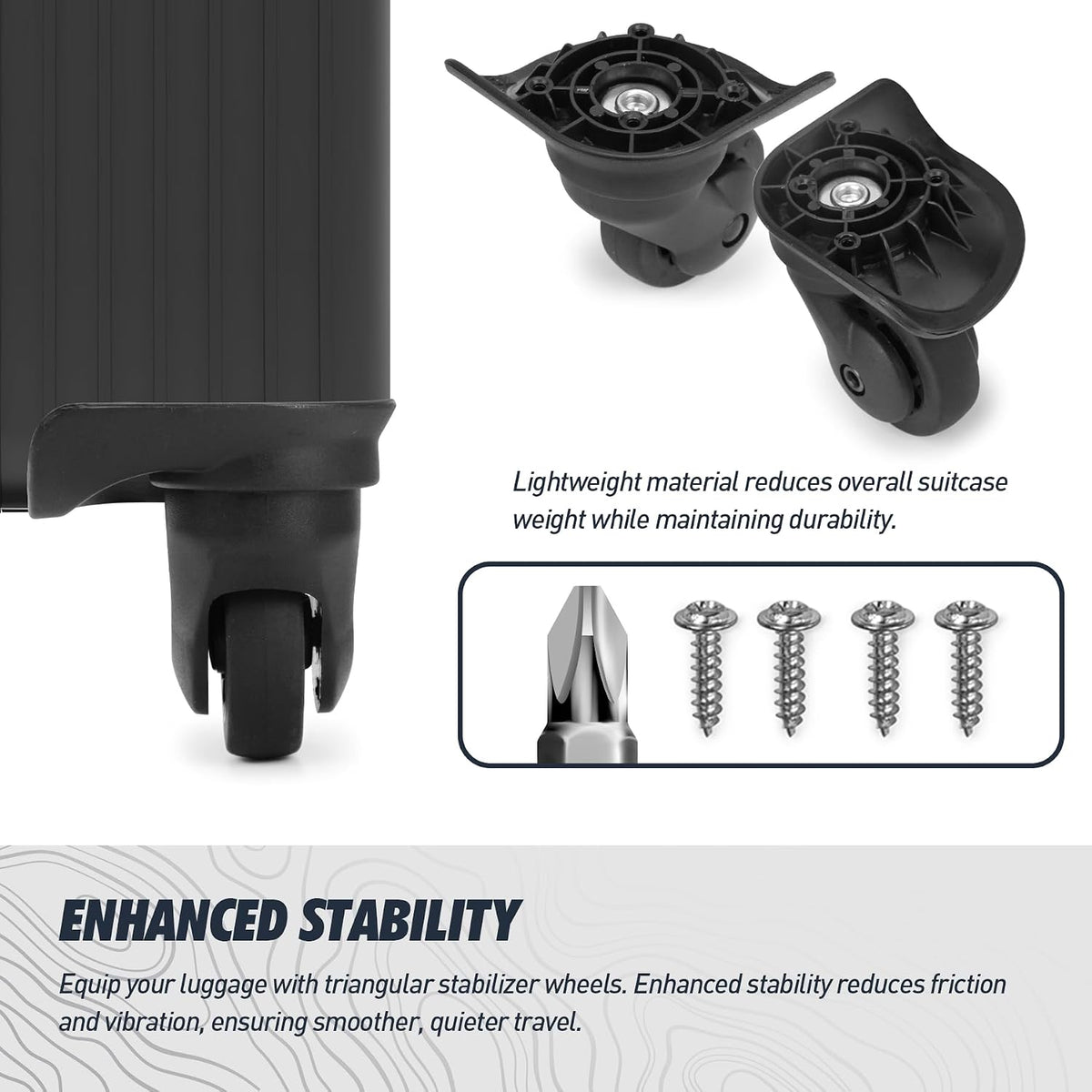 1 Pair Smooth Luggage Replacement Wheels DL076, Low-Noise Swivel Casters