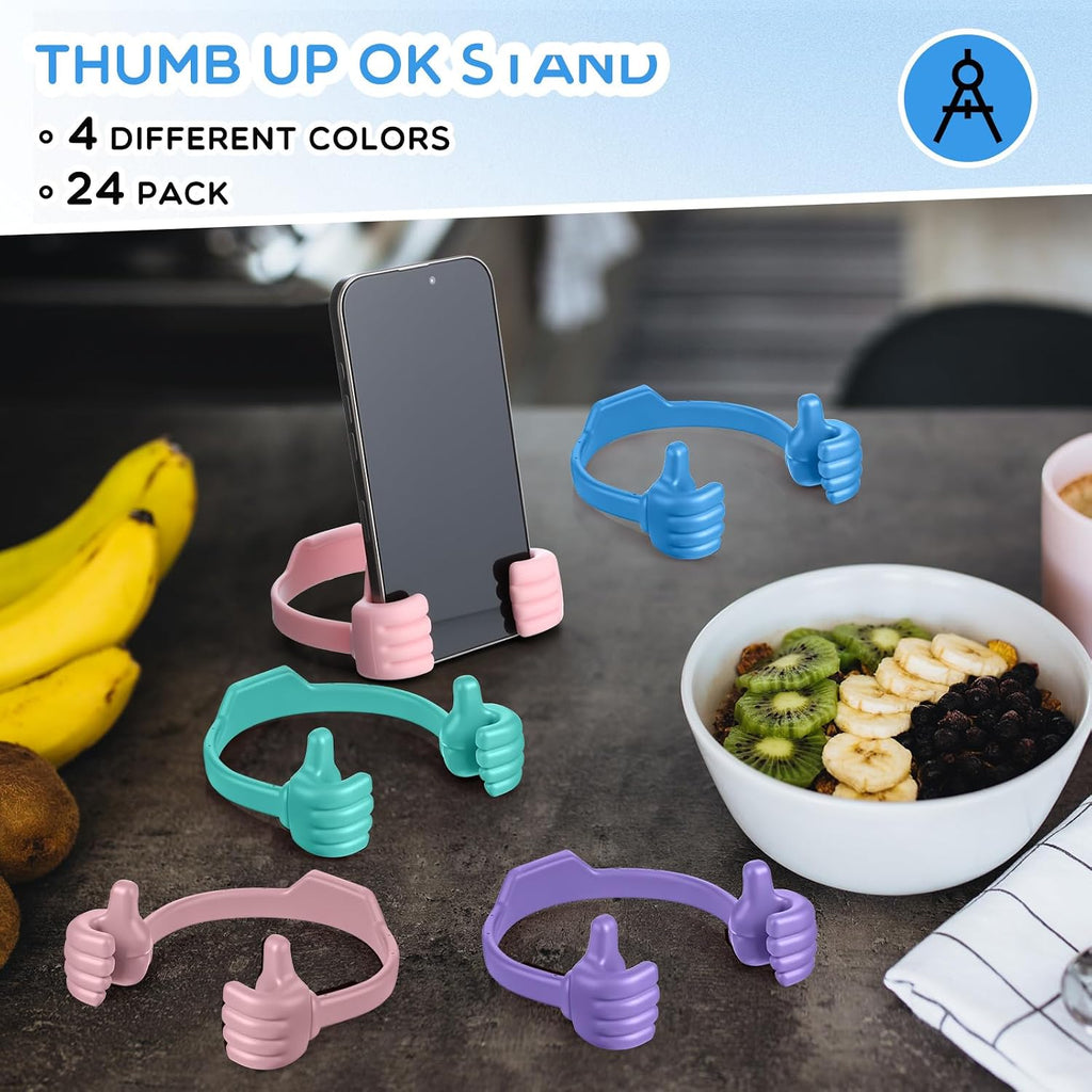Yaomiao 16 Pcs Thumbs up Cell Phone Stand Holder Tablet Display Stands Adjustable Smartphone Desktop Holder for Office Bedroom Airplane Travel Christmas Stocking Stuffers (Macaron Color)