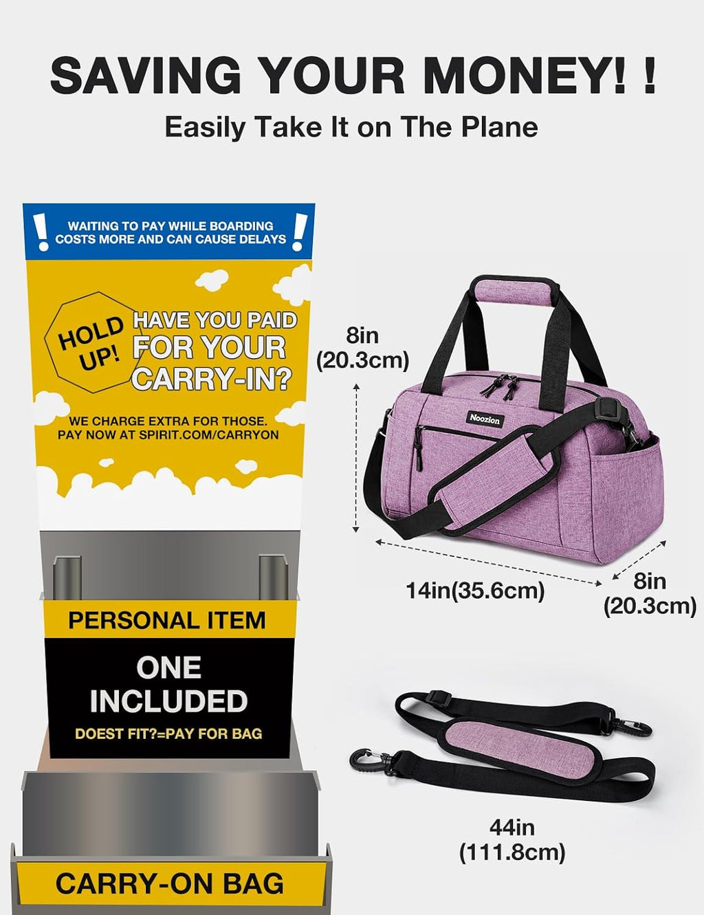 Noozion 14 inch Small Gym Bag for Women & Men, Lightweight Carry On Mini Duffle Bag with Multiple Pockets, Sports Bag for Travel and Workout.