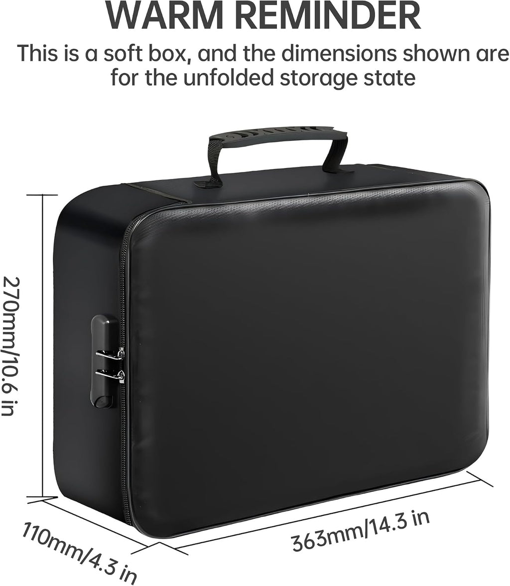 GIANTLUMl Document Bag with Lock,Fireproof 3-Layer File Storage Case with Water-Resistant Zipper,Document Safe Portable Travel Home Organizer Bag for Laptop,Home&Office,Certificates,Gifts for Him