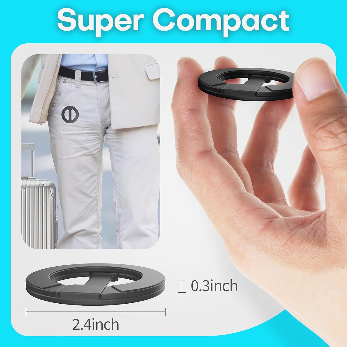 Mini Airplane Magnetic Phone Holder for MagSafe, Travel Mount, Silver