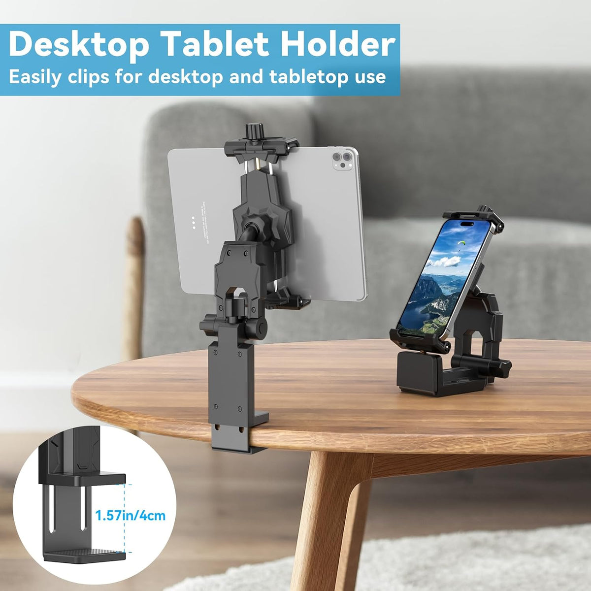 KDD Airplane Tablet Holder Mount, Adjustable Travel Essentials iPad Phone Stand with 360 Degree Rotation, Portable Tesla Model 3/Y Car Headrest Mount Compatible with iPad, Cell Phone