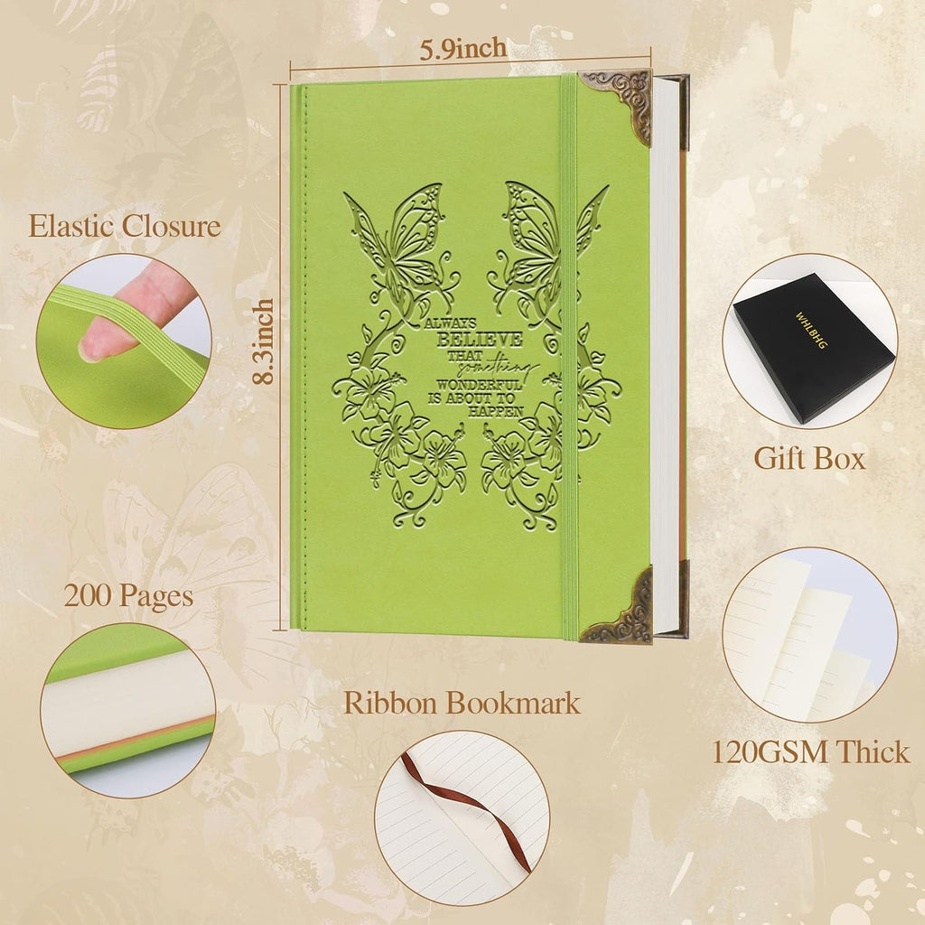 Butterfly Gifts for Women Men Butterfly Journal Floral Writing Notebook Encouragement Gift Inspirational A5 Light Green Notebooks for Work Travel School（Butterfly Believe - Light Green）