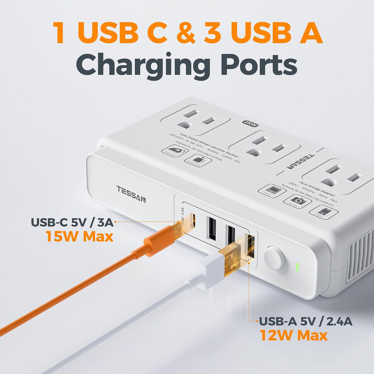 TESSAN Voltage Converter US to Europe, 220 to 110