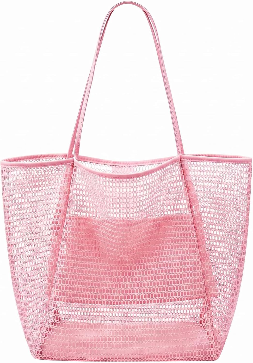Women's Beach Bags, Lightweight Mesh Tote Bag, Sandproof Woven Shoulder Handbag with Zipper Pocket for Pool Travel