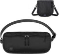 3-in-1 RFID Blocking Money Belt for Travel, Anti- Eletronic Theft Travel Fanny Pack with Adjustable Strap, Lightweight Neck Wallet for Passport, Credit Cards, Phone, and Cash–for Men & Women（Black）