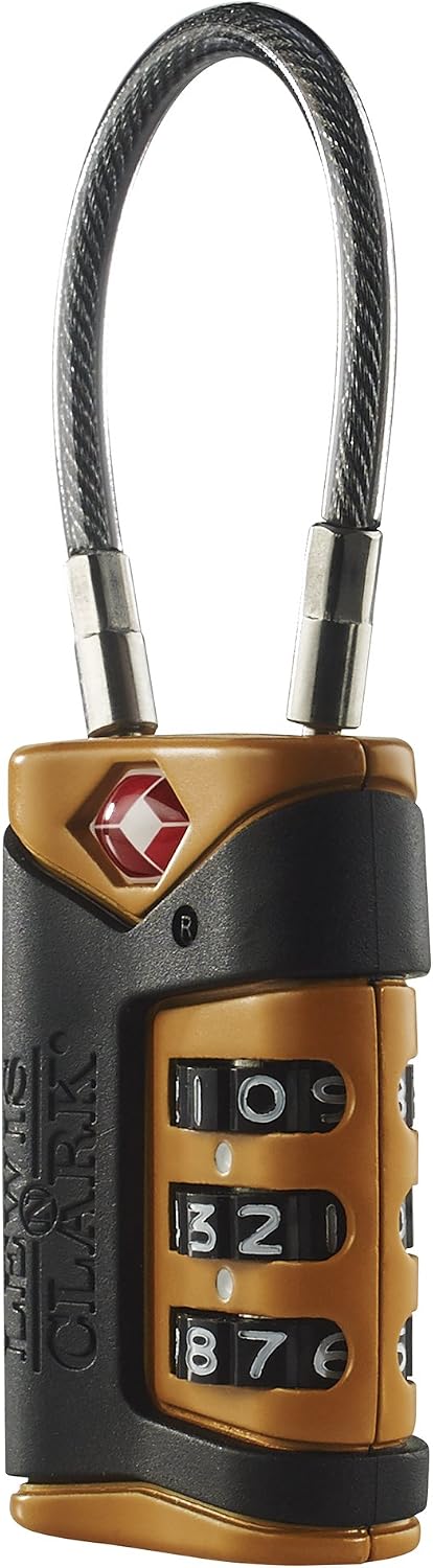 Lewis N. Clark TSA-Approved Easy-to-Set Combination Luggage Lock with Steel Cable, Orange, One Size