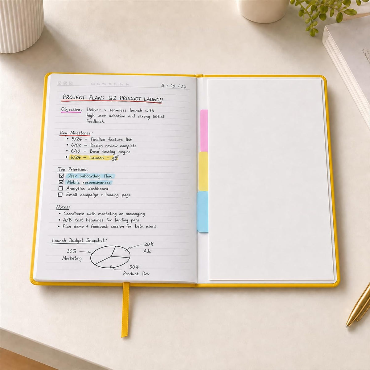 SUIN Hardcover-Journal-Notebooks, A5 Lined Journals Notebook for Writing 200 Pages, 8.2 x 5.5 inch, Classic Ruled Notebooks for Work/Travel/College (Yellow- 1 Pack)