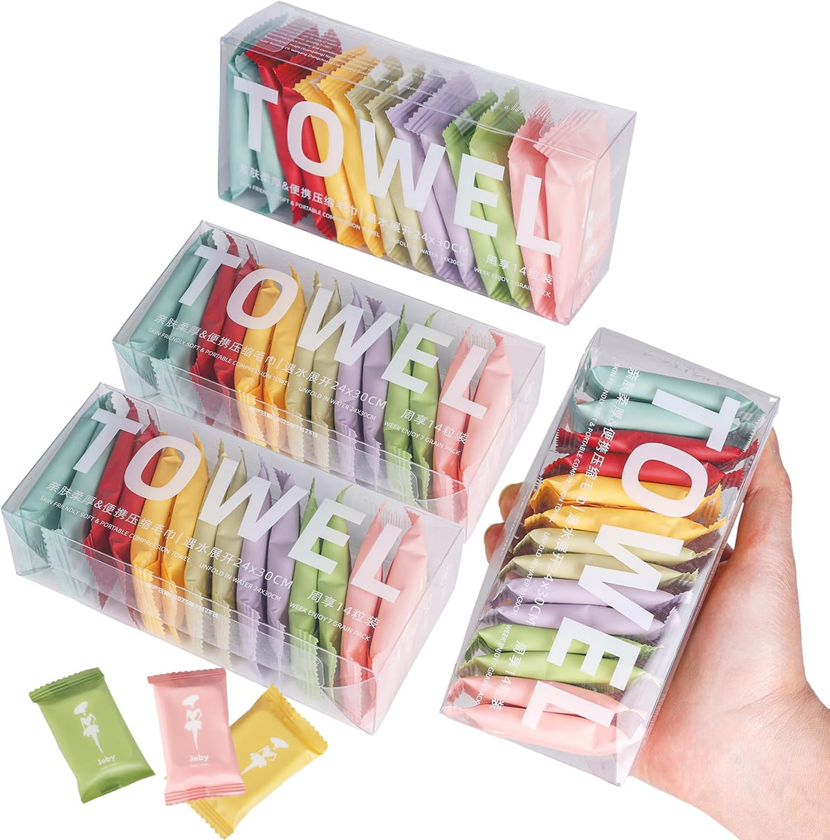 Disposable Compressed Towels - 56pcs Portable Travel Wash Cloth Compressed Towel Tablets,Thicker Quick Absorbent Face Towel for Outdoor Camping Hiking Sport Hotel
