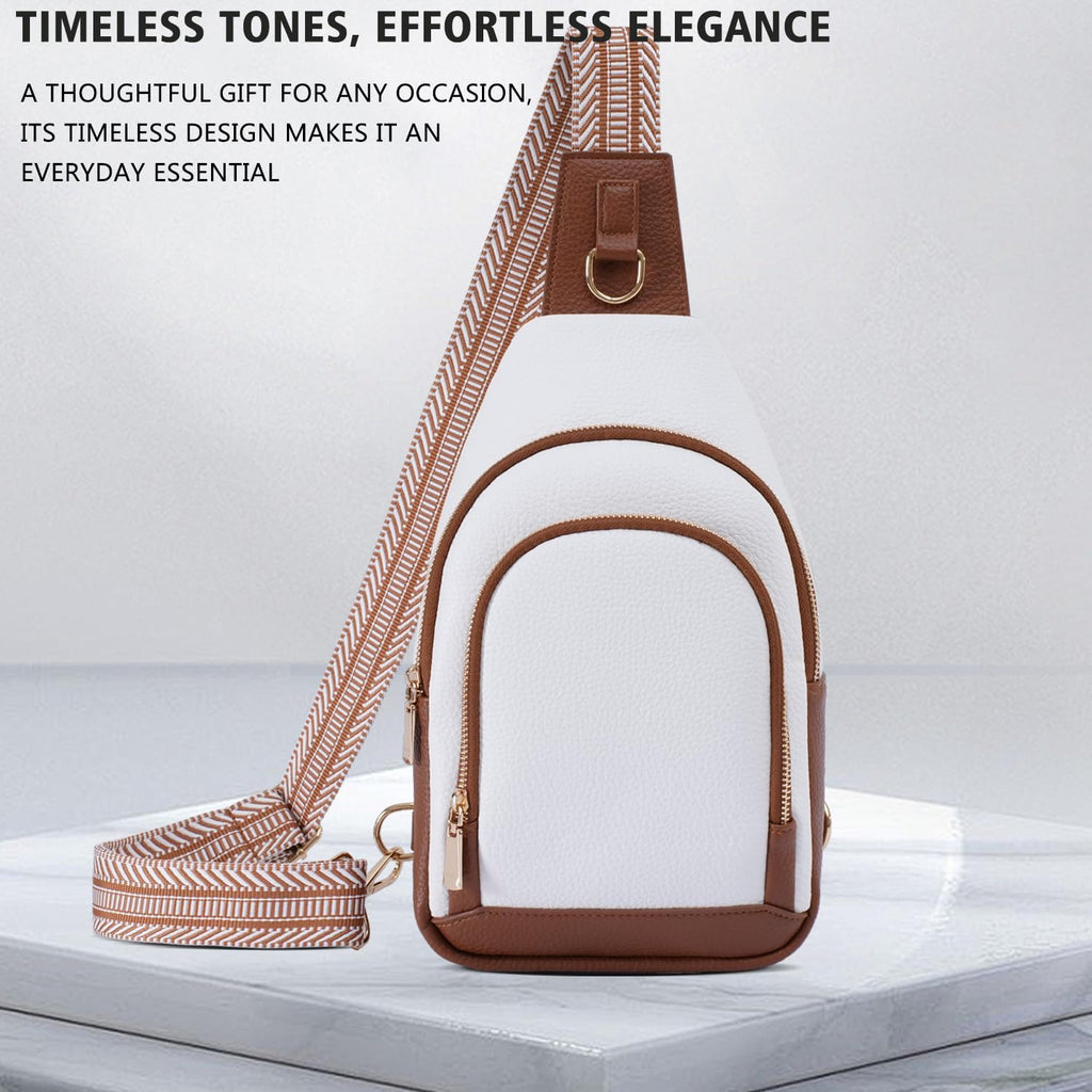 Personalized Crossbody Bag for Women Leather Sling Bags with Initial Letter Pack Chest Bag for Travel, Gift for Wife Mom
