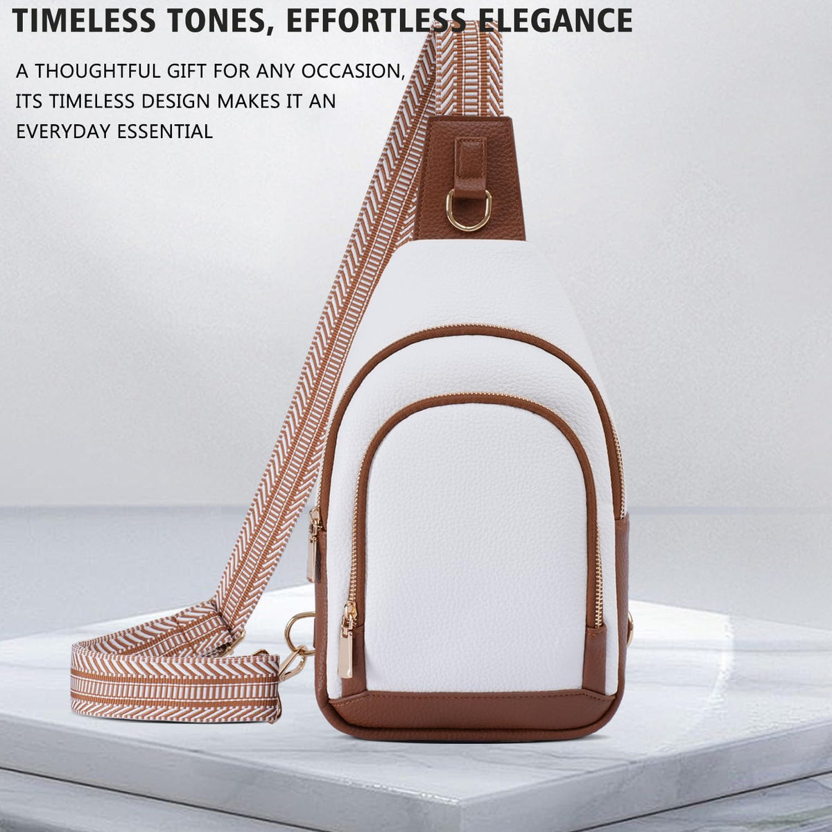 Personalized Crossbody Bag for Women Leather Sling Bags with Initial Letter Pack Chest Bag for Travel, Gift for Wife Mom