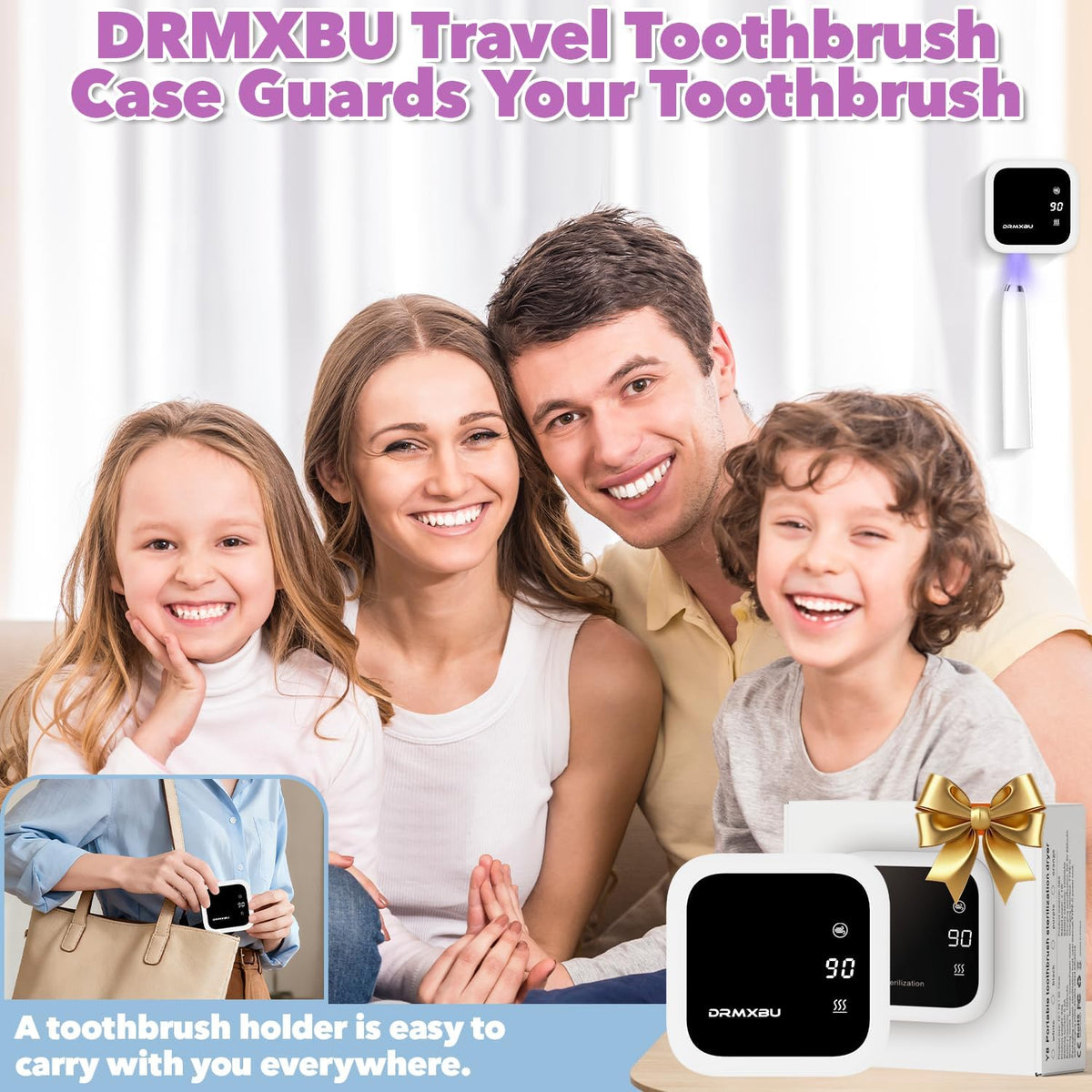 Toothbrush Sanitizer Case and Holder, DRMXBU Wall Mounted Toothbrush Holder