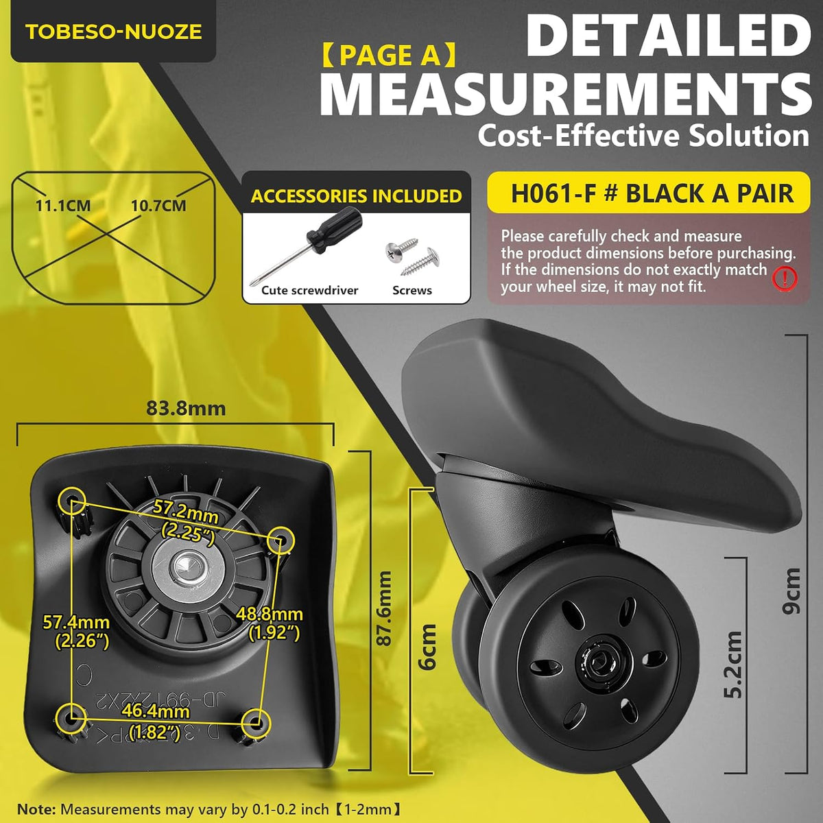 Luggage Front Wheels Replacement Wheel for Luggage Suitcase Repair