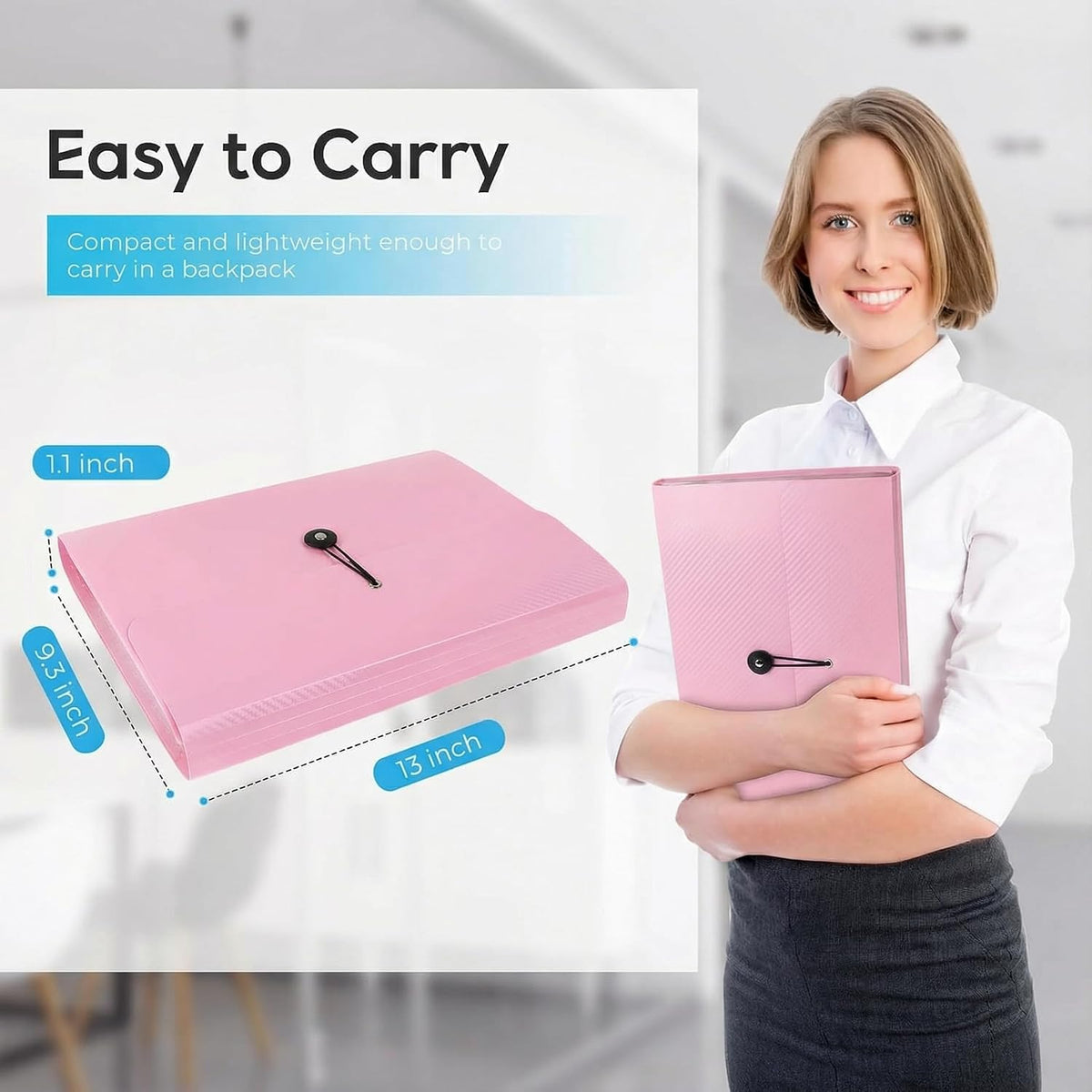 Accordion File Organizer, Accordion Folder for Sorting Documents and Papers, 13 Pockets Expanding File Storage Organizer for Hospital Bag Essentials, Home, Travel and Office Use (Pink)