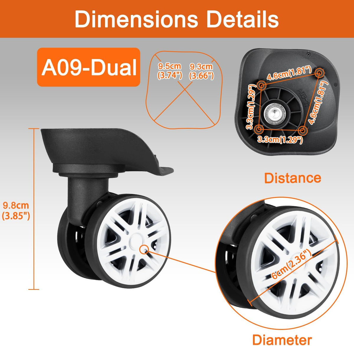 Wheels for Swiss Gear Luggage, Replacement Kit for Spinner Suitcase(A03)