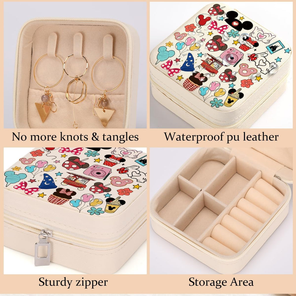 Cartoon Mouse Castle Travel Jewelry Case, Small Box Organizer, Cartoon Gifts Merchandise, Birthday Christmas Gifts for Cartoon Lovers Fans Women Teen Girls Friends Sister Her