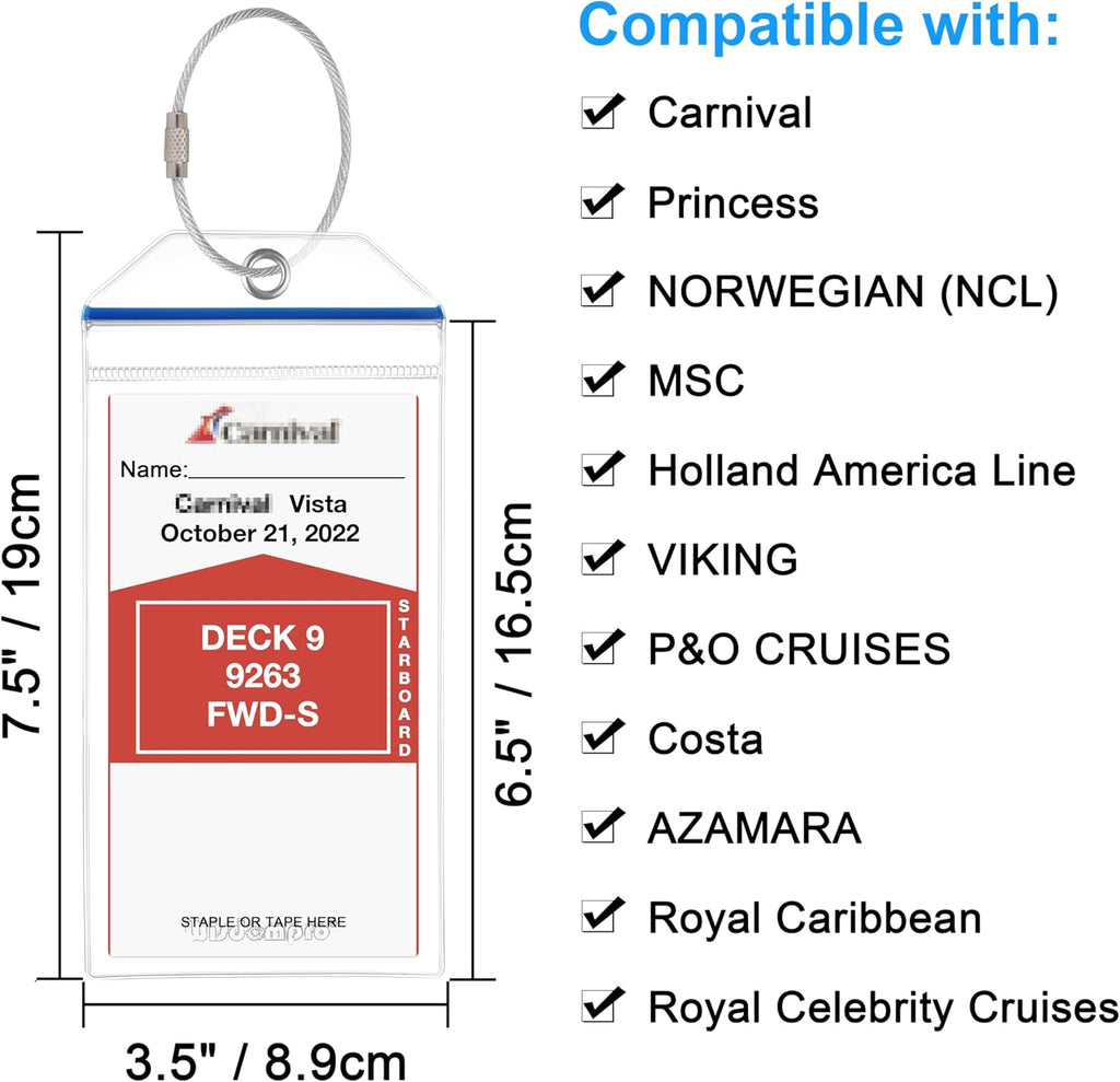 Wisdompro 5 Pack Cruise Luggage Tag Holder for Carnival, Princess, NCL, MSC