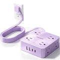 Extension Cord with Multiple Outlets, SMALLRT 10FT Flat Plug Power Strip, Power Strips with USB Ports, 8 Outlets, Outlets Extender for Home Office, Purple