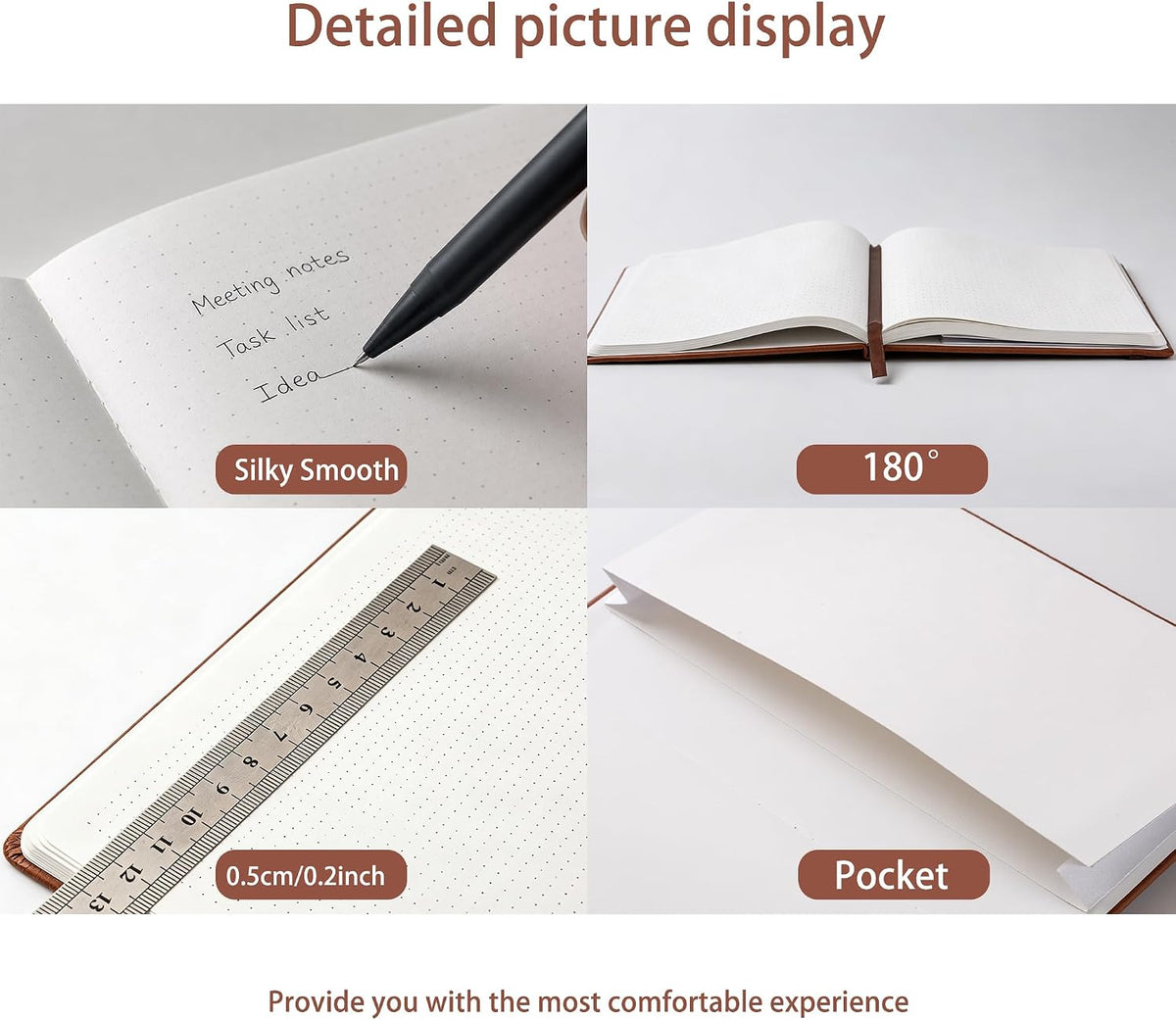 Stone Paper Dot Grid Notebook A5, Vegan Leather Hardcover Journal 160 Pages, Waterproof Notepad for Executive Office Travel（Purple）