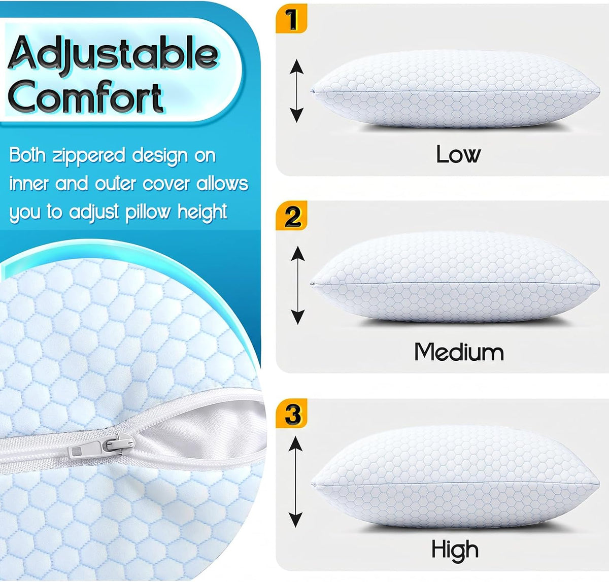 1 MIDDLE ONE Travel Pillow for Sleeping Camping, Memory Foam Small Pillow with Breathable Cover for Backpacking, Airplane, Car (15.5 X 12 Inch)