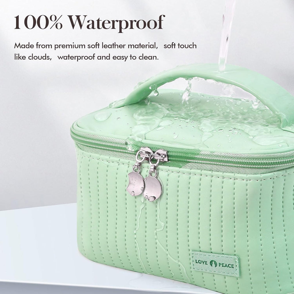 Makeup Bag Travel Cosmetic Bag, Large Capacity Makeup Organizer Bag and Storage, Portable PU Leather Pouch Toiletry Bag Make up Organizer, Cosmetic Bags for Women