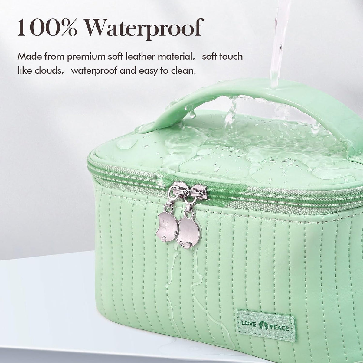 Makeup Bag Travel Cosmetic Bag, Large Capacity Makeup Organizer Bag and Storage, Portable PU Leather Pouch Toiletry Bag Make up Organizer, Cosmetic Bags for Women
