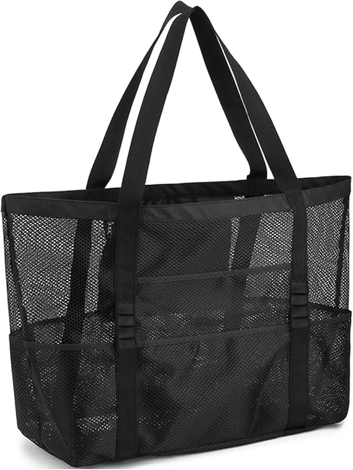 SUPACOOL Large Mesh Beach Bag for Men and Women, Beach Tote Bag for Family,Pool bag, with a Waterproof Zipper Pocket