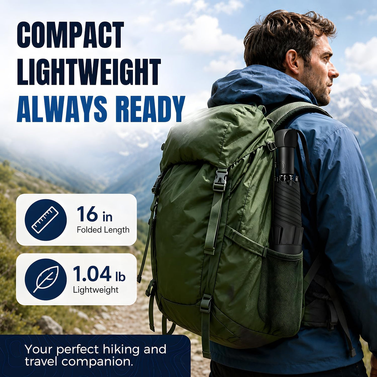 Collapsible Windproof Umbrella Travel - 42inch Auto Open & Manual Close