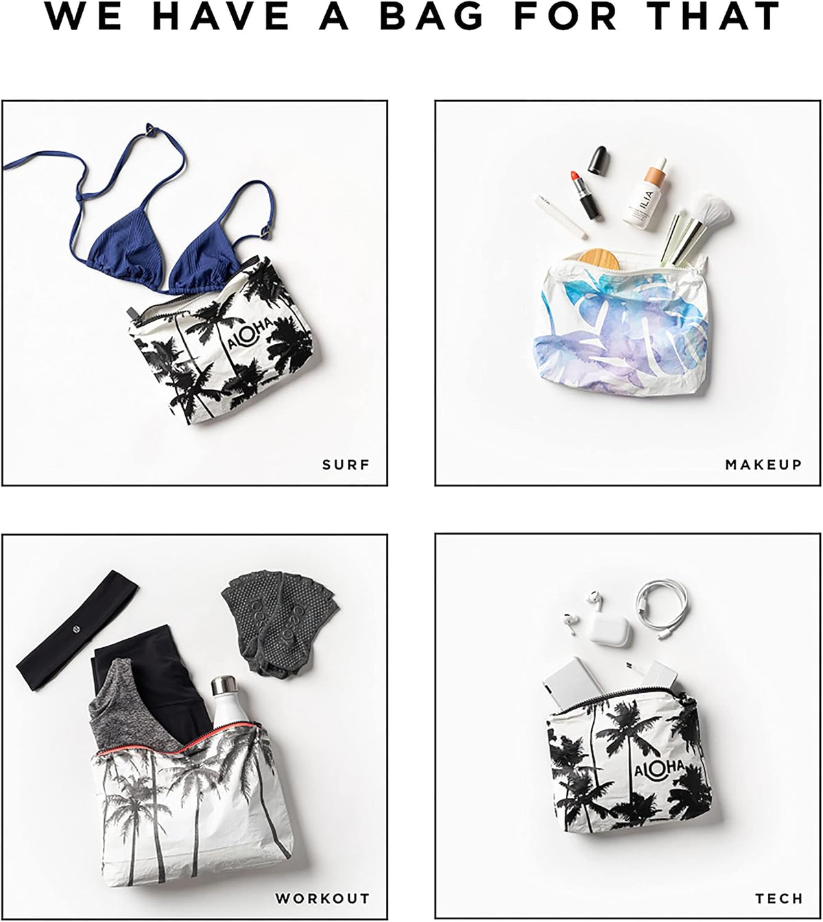 ALOHA Collection Small Pouch | Lightweight, Packable, and Splash-Proof Makeup Pouch | Easy to Clean