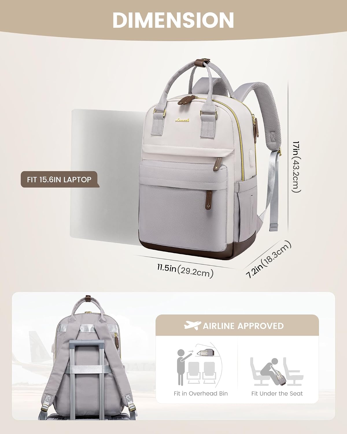 LOVEVOOK Travel Laptop Backpack Women, 15.6 Inch Anti-theft Laptop Bag with USB Port, Fashion Waterproof Computer Backpacks Teacher Nurse Backpack Purse for College School Work