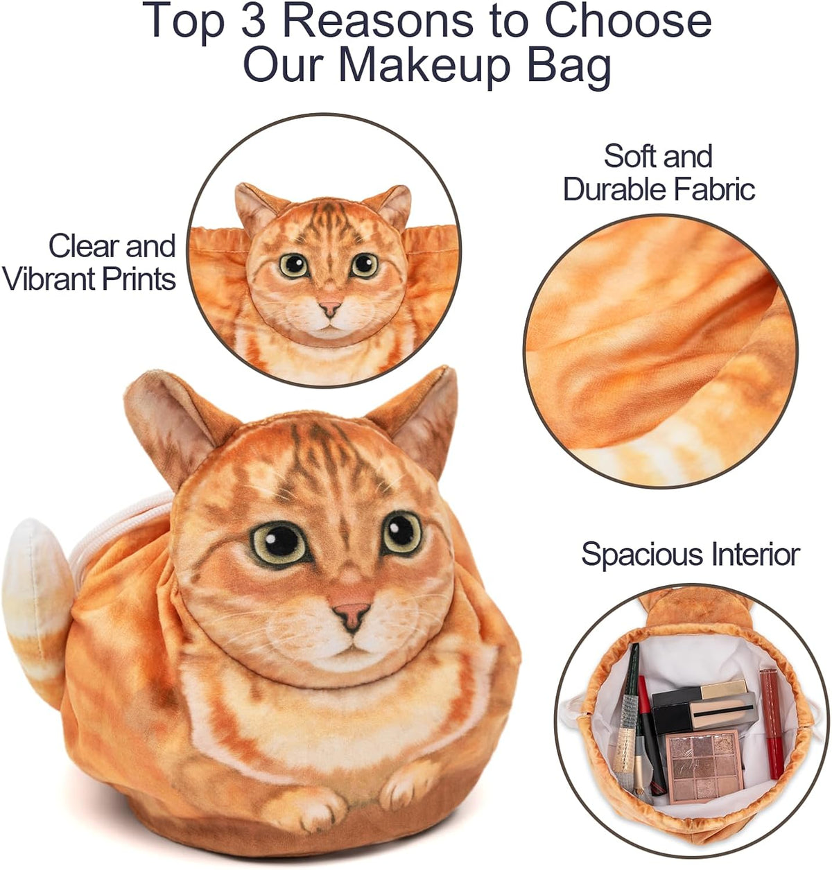 Drawstring Makeup Bag, Cute Cat Purses Wallet, Cat Lover Gifts for Women