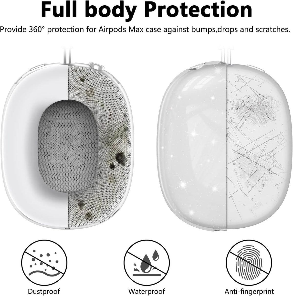 Silicone Case Cover for AirPods Max 2/ AirPods Max Headphones (Glitter)