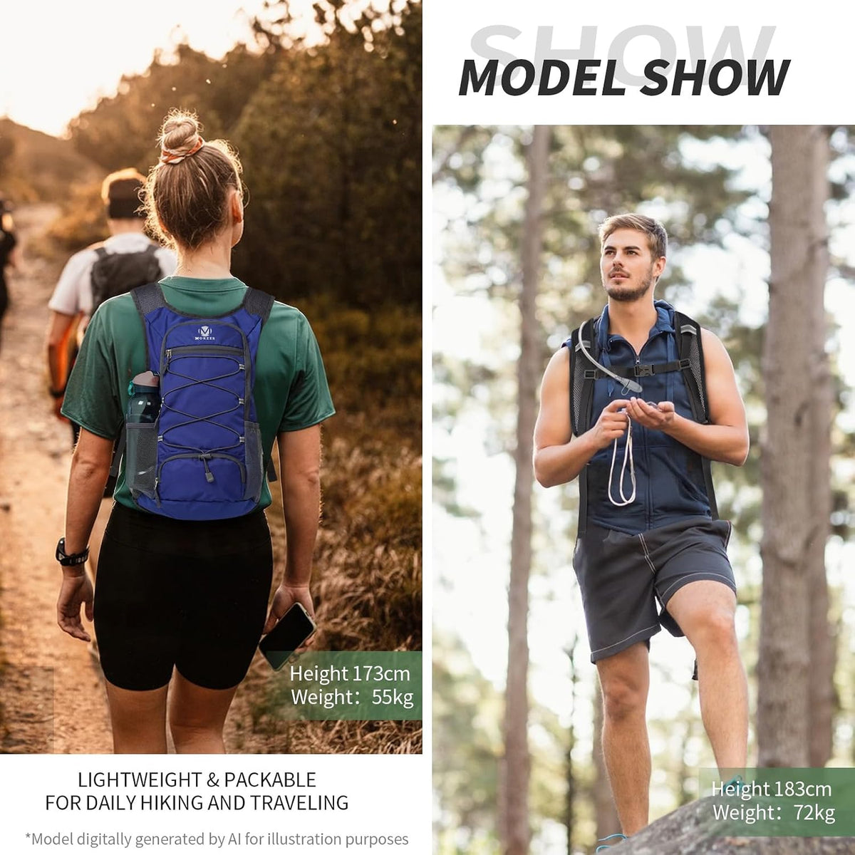15L Small Hiking Backpack for Women Men Foldable Packable Backpack Ultralight Daypack for Travel Camping Hiking Outdoor