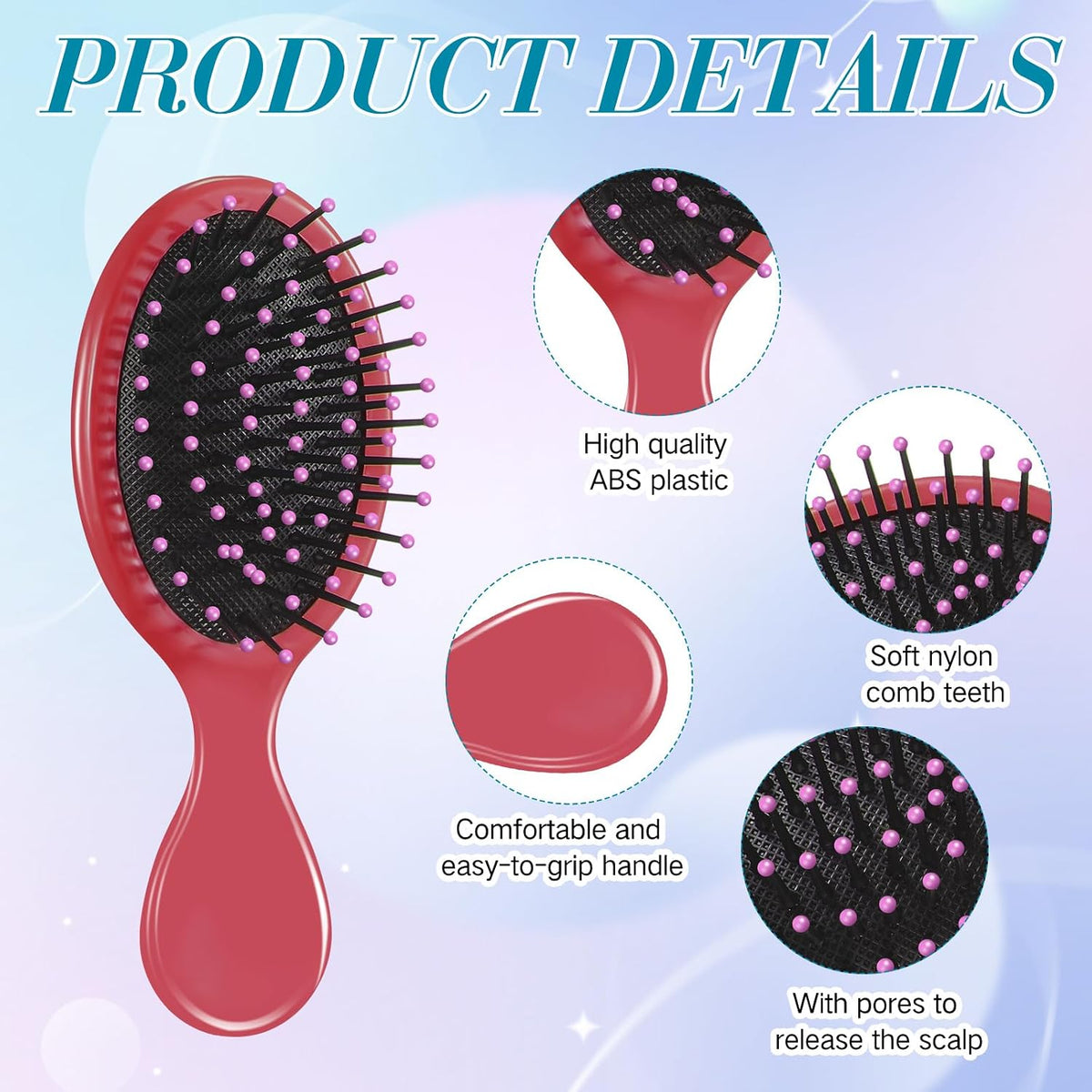 Epakh Mini Detangling Hair Brush Set - 6 Pack Travel Size Brushes for Kids, Toddlers, Babies and Women - Soft Bristles for Wet, Dry, Curly Hair - 6 Rustic Colors