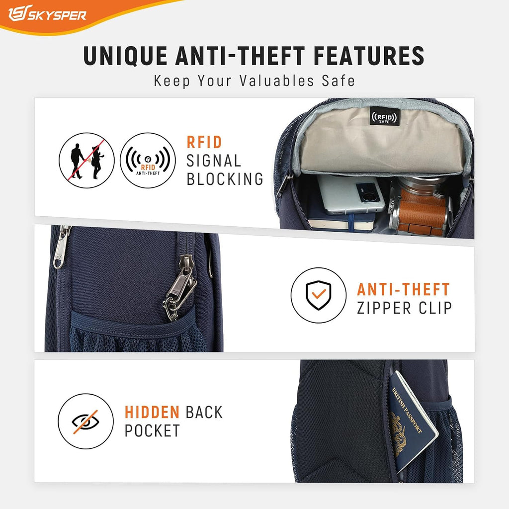 SKYSPER Sling Bag RFID Cross Body Bag Recycled Crossbody Backpack Travel Daypack
