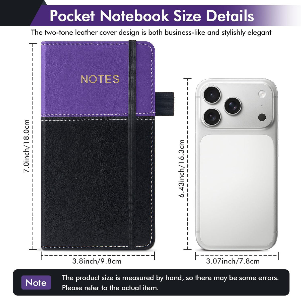 Small Lined Notebook, Pocket Journal Notebook, 3.8" x 7", 140 Pages 100GSM Paper, Leather Hardcover, Mini Diary Notepad for Women/Men, Writing, Travel, Work