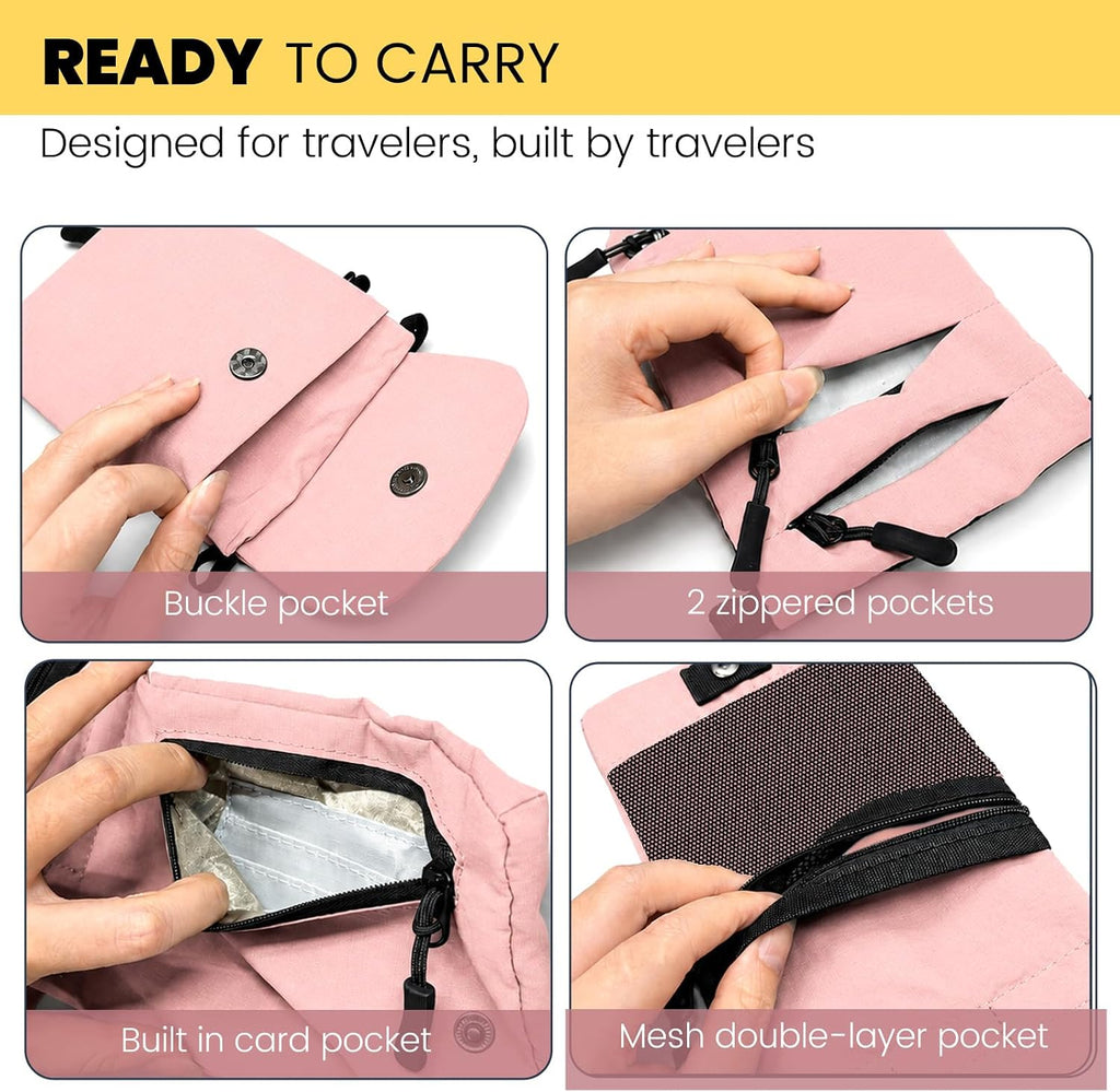 RFID Blocking Passport Holder for Travel Women Wallet Suit Single & Couples, Travel Essentials Neck Wallet with Adjustable Strap and Multi-Pocket Document Organizer Men for International Travelers