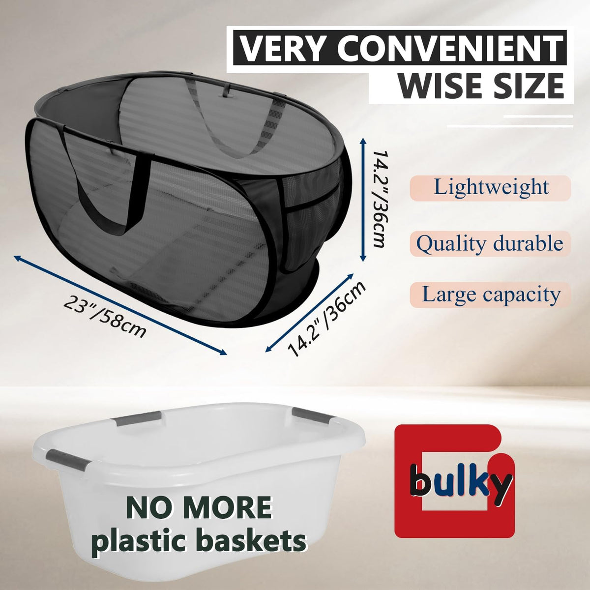 Collapsible Laundry Hamper Basket,Pop Up Mesh Divider Bag for Laundry Room