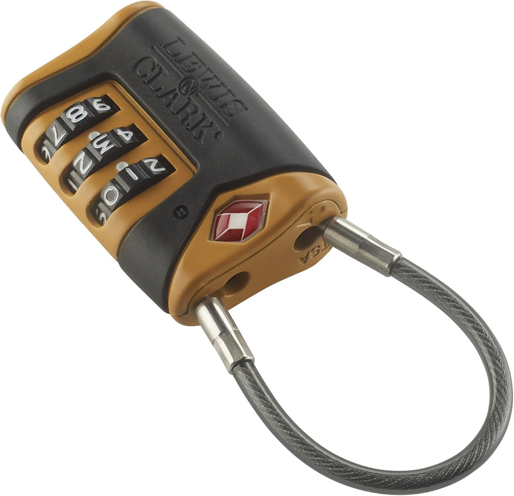 Lewis N. Clark TSA-Approved Easy-to-Set Combination Luggage Lock with Steel Cable, Orange, One Size