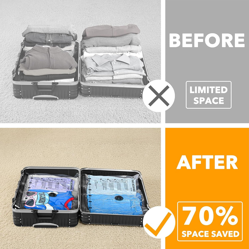 SpaceAid Travel Vacuum Bags for Luggage with Electric Pump, 27 Pack Vacuum Seal Bags for Clothing Travel, Space Saver Compression Bag for Backpack and Suitcase
