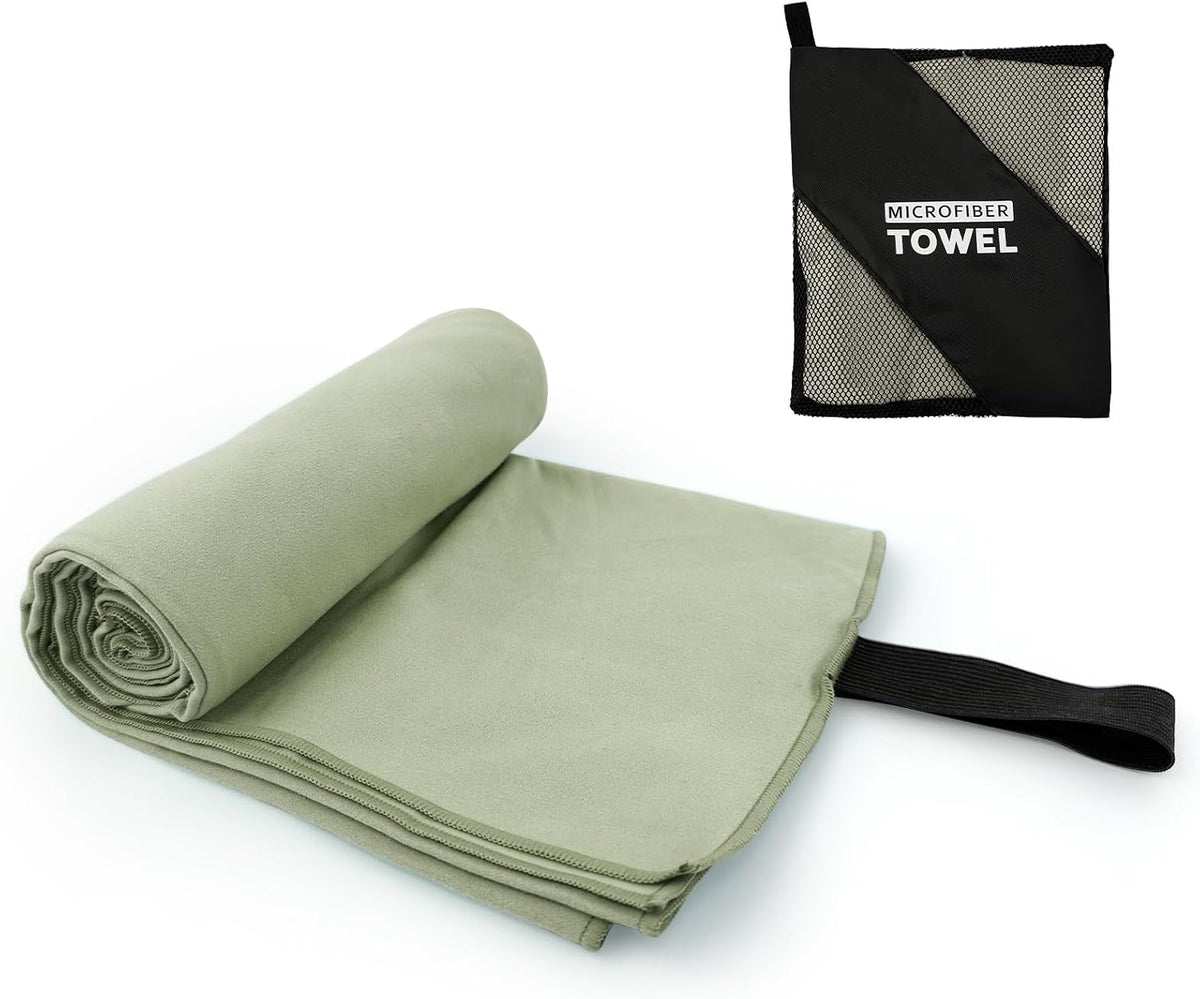 Swimming Pool Towel XL Size Microfiber Quick Dry Camping Hiking Beach Travel Yoga Mat Body Towels (Army Green, 1 Pack XL)