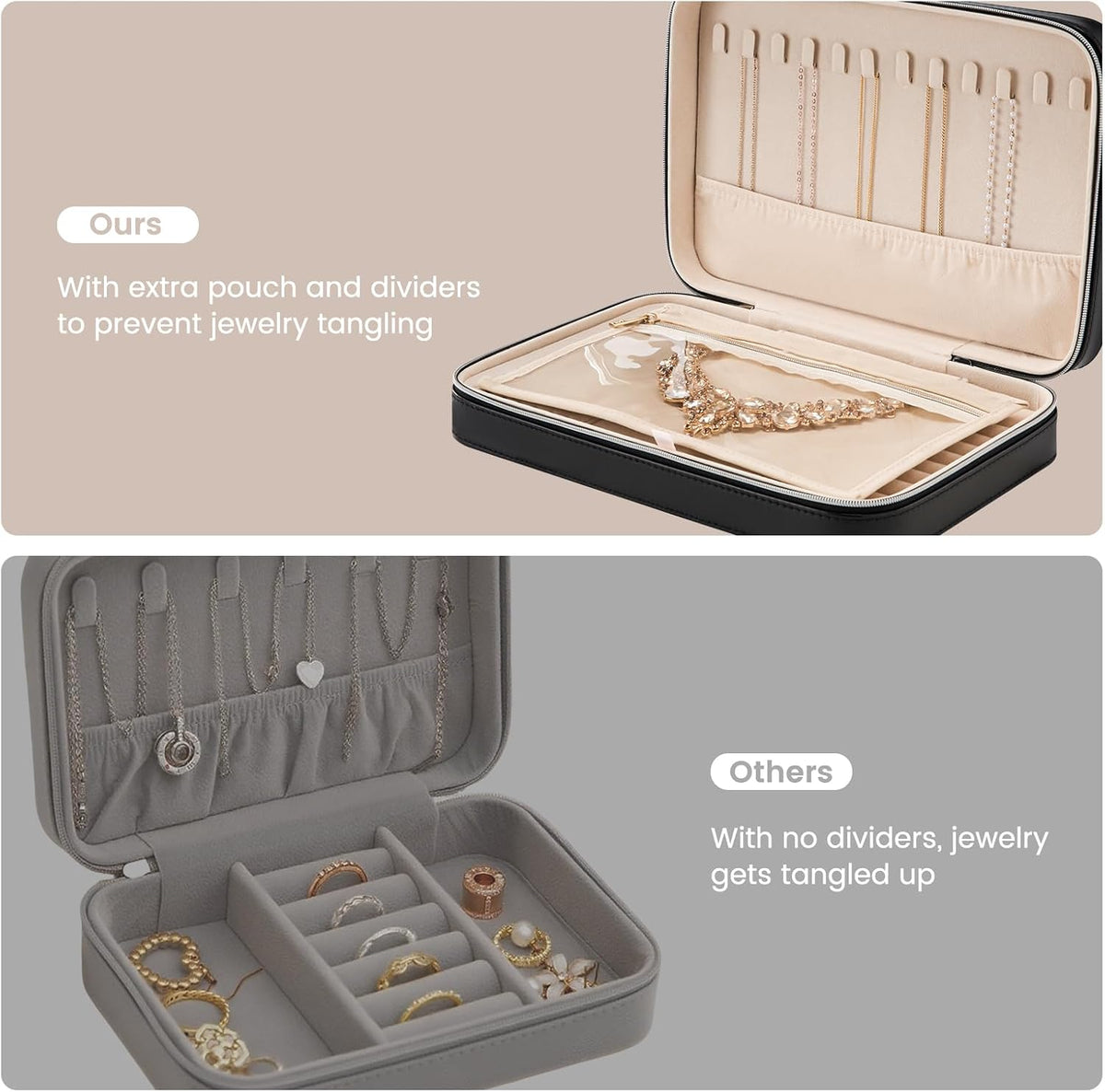 Lolalet Travel Jewelry Case for Women Girls -Large, Black